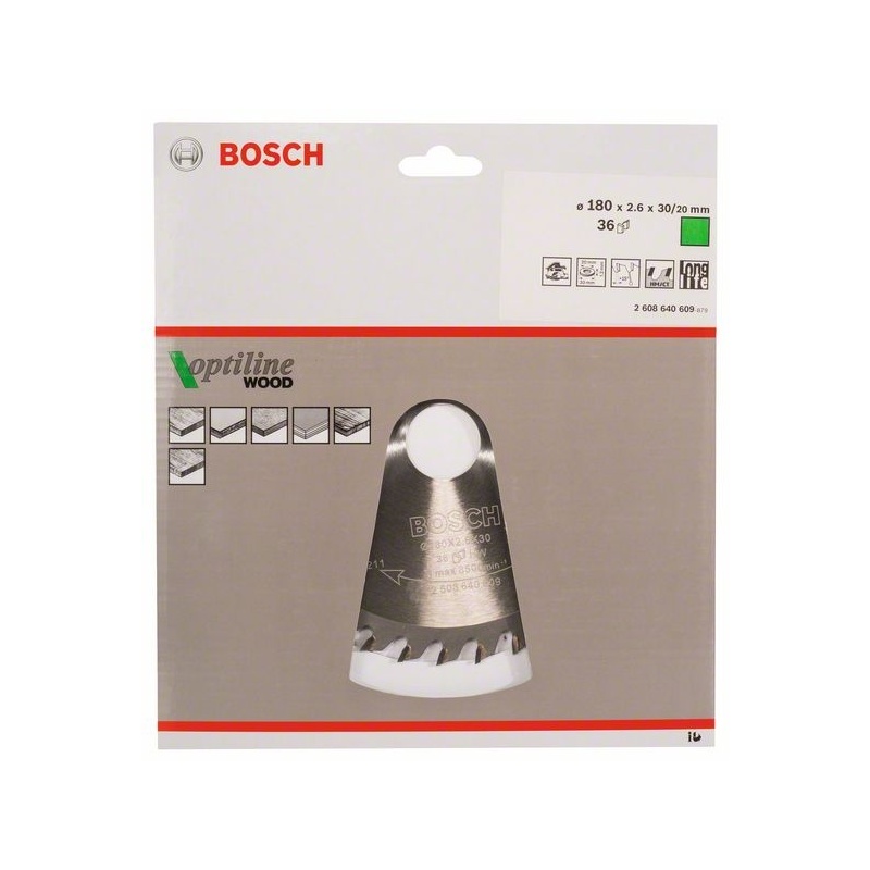 Bosch Pilový kotouč Optiline Wood 180 x 30/20 x 2,6 mm, 36