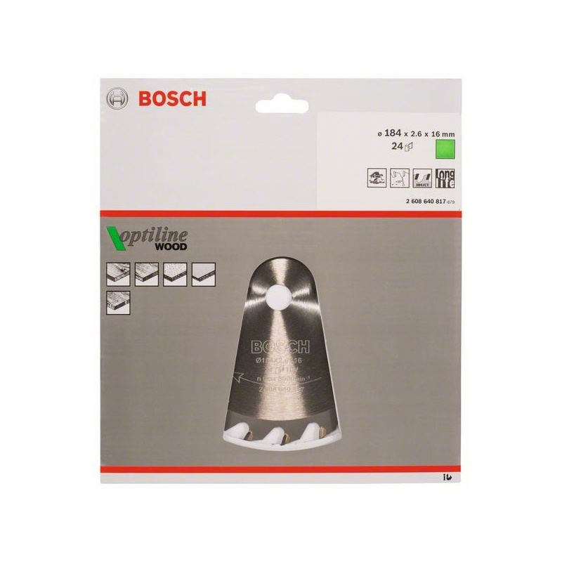 Bosch Pilový kotouč Optiline Wood 184 x 16 x 2,6 mm, 24