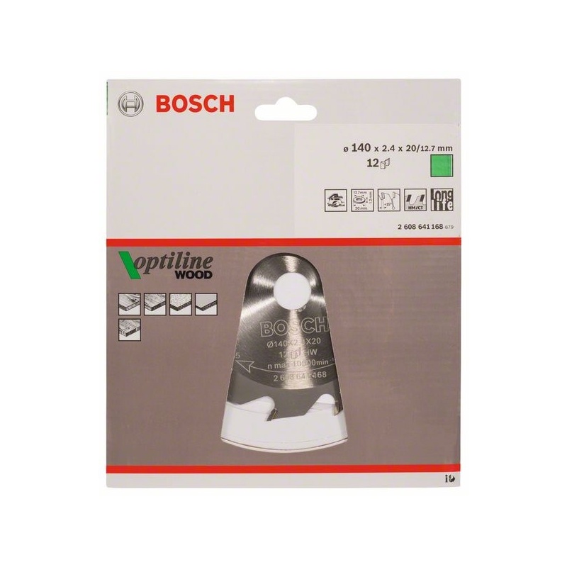 Bosch Pilový kotouč Optiline Wood 140 x 20/12,7 x 2,4 mm, 12