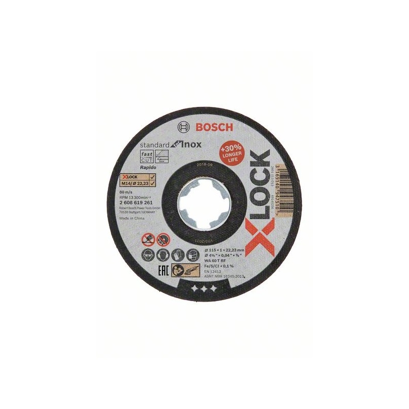 Bosch Plochý řezný kotouč Standard for Inox X-LOCK 115-1-22,23 mm