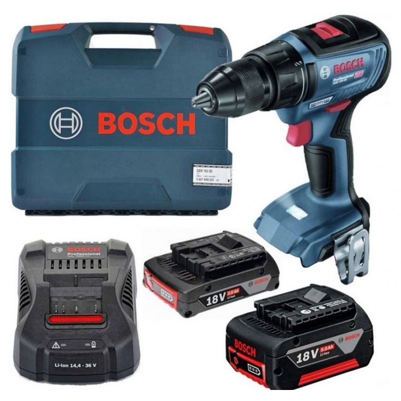 Bosch GSR 18V-50 Professional (1xAku 2,0Ah, 1xAku 5,0Ah) - 06019H5003